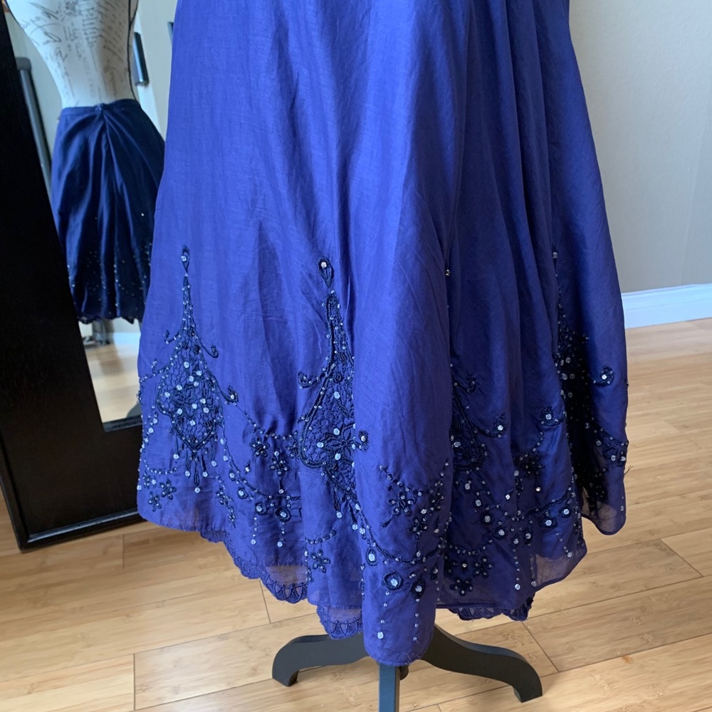 Lithe Beaded Embroidered Navy Full Layered Skirt - Picture 2 of 11